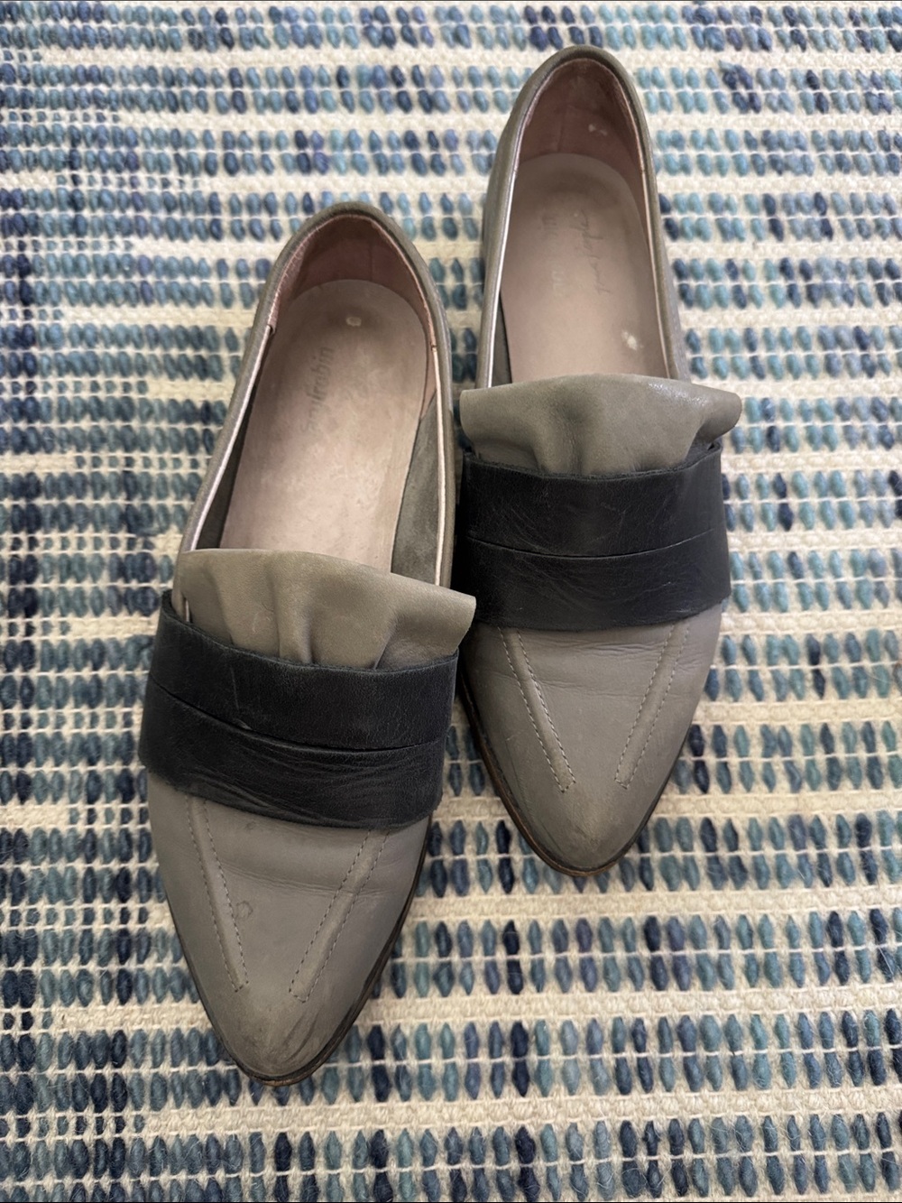 Free People x Faryl Robin Pointed Loafers in Gray and Black with Olive Tongue